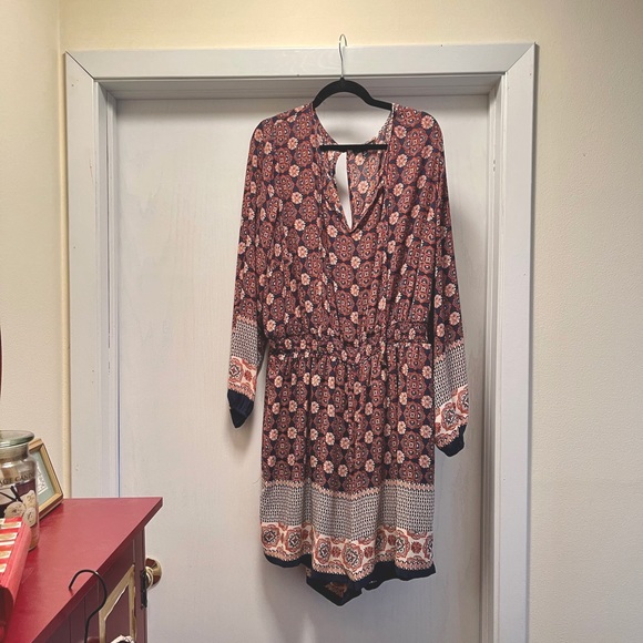 Lane Bryant Pants - Lane Bryant Romper Navy Blue w/ red-orange detail